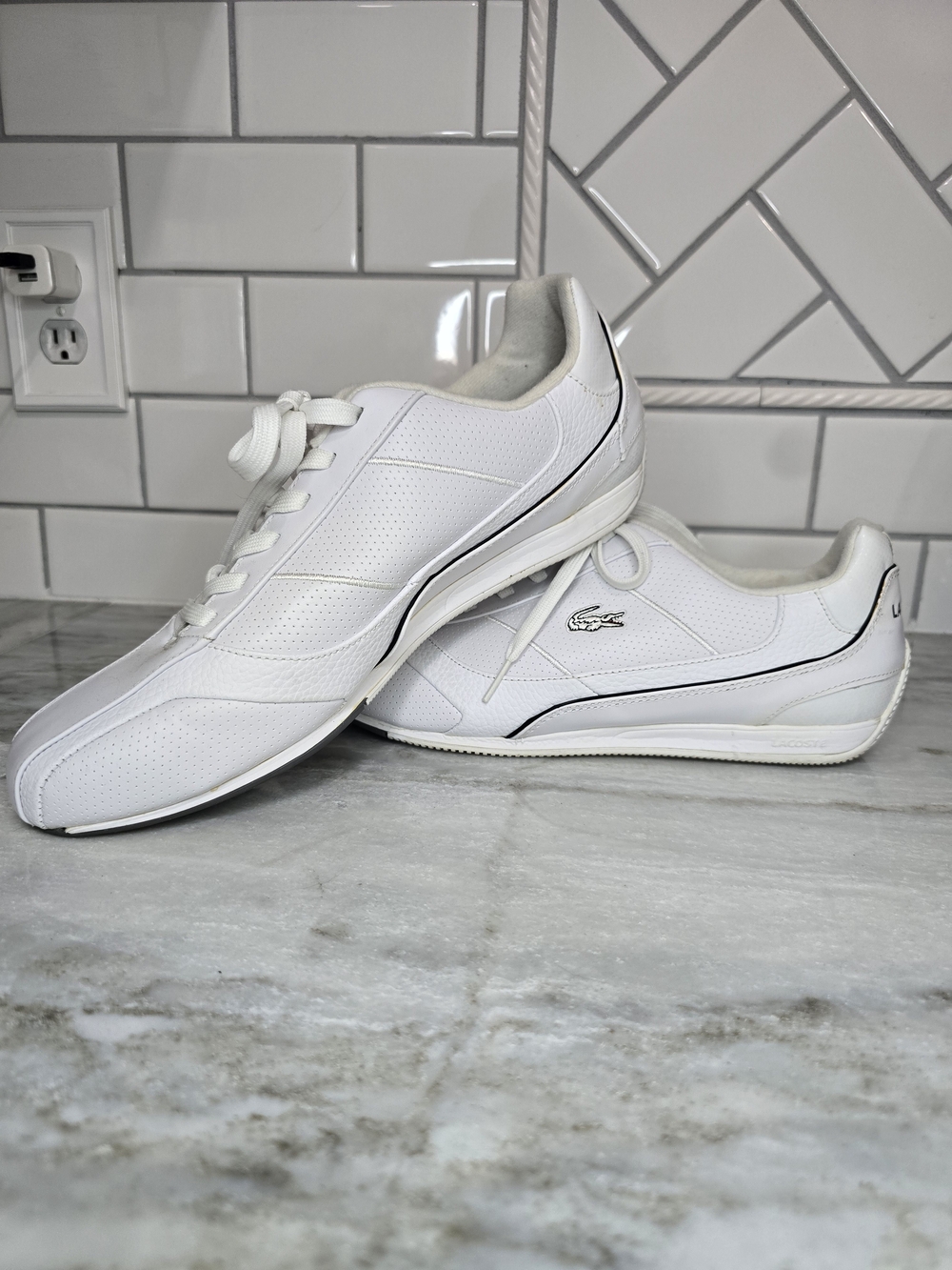 Lacoste Radium Leather Sneakers White Men's Size 10